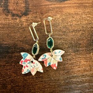 Elegant Gold and Green Leaf Earrings